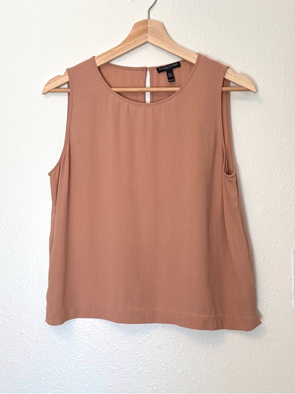 Eileen Fisher Petite Silk Georgette Crepe Pale Pink Shell Tank Top Sz MP